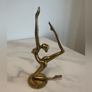 Vintage Art Deco MCM Solid Brass Ballerina Dancer Statuette